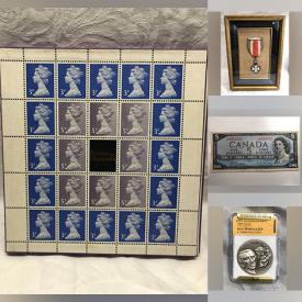 MaxSold Auction: This online auction features tokens, medallions, stamps, Royal\'s collectibles, banknotes, coins, vintage books, silver jewelry, vintage framed pictures, vintage newspapers, vintage viewfinder & slides, and much, much, more!!